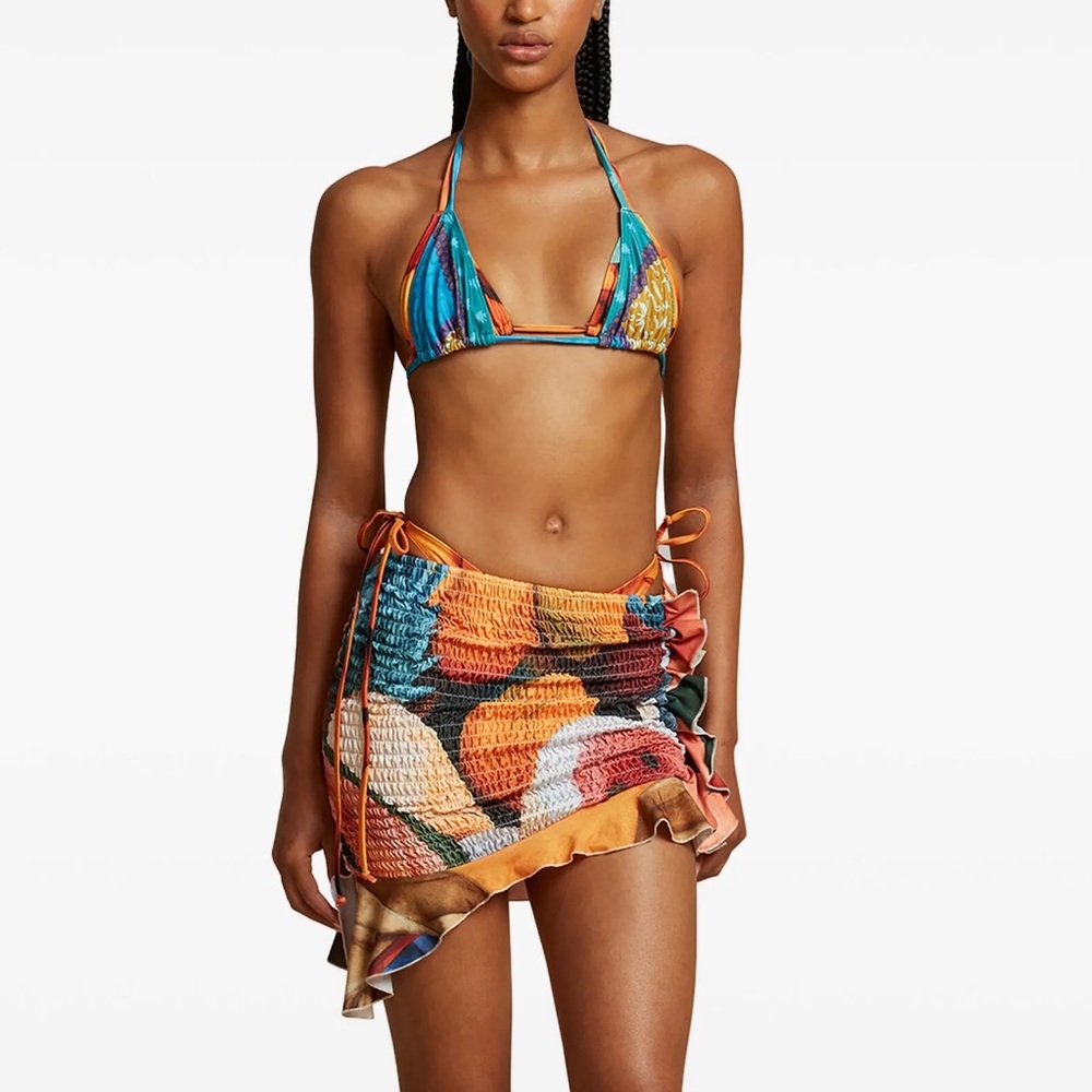 Donde Esteban Salpicon Multicolor Ruffle Mini Skirt. S size. Retail price: $297